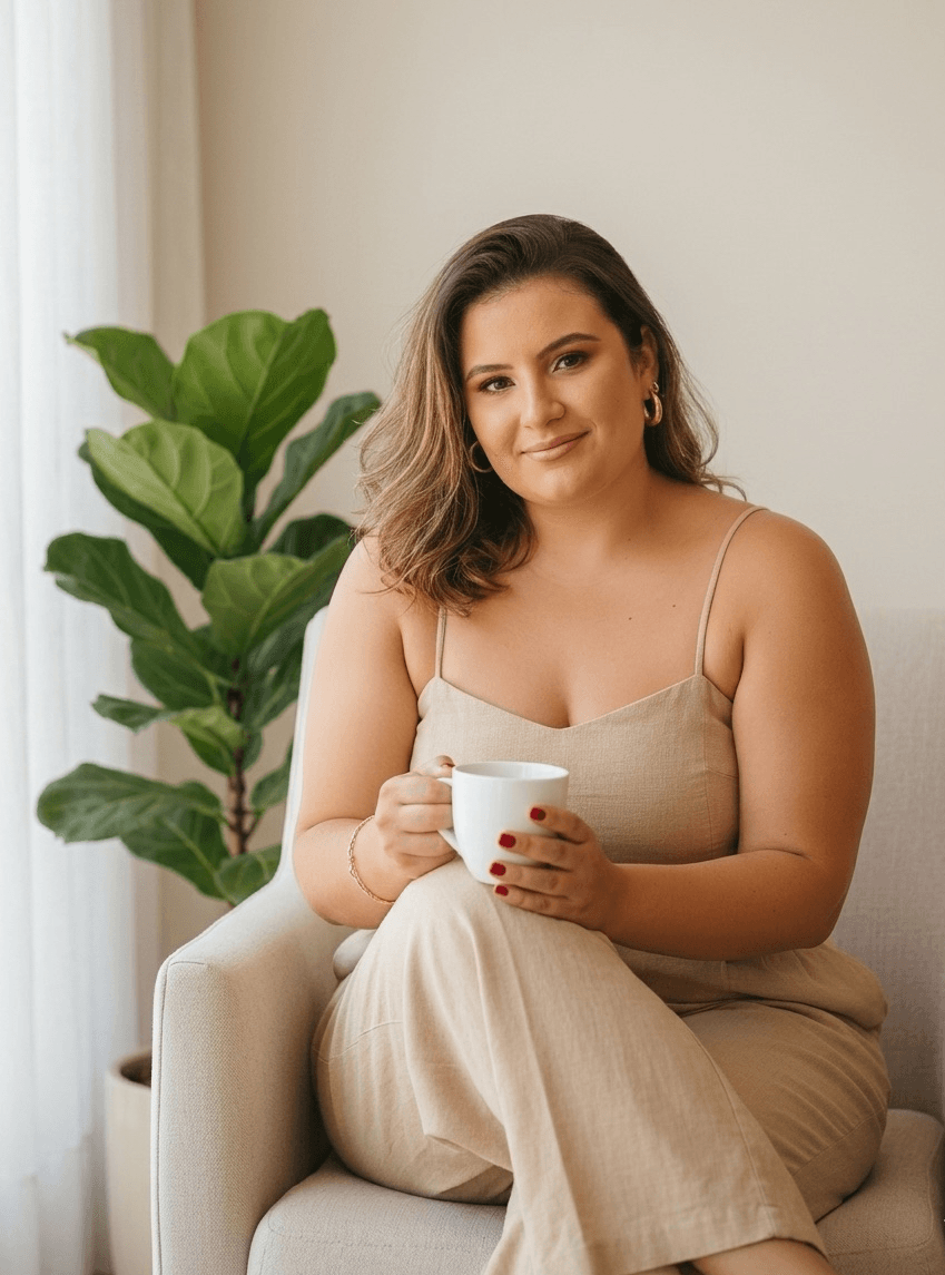 Raquel Souza em um ambiente de atendimento acolhedor.